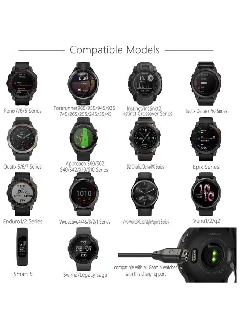 1M Charging Cable for Garmin Vivoactive 5 4 4S 3, Fenix 7 7S 7X 6 6S Pro 5 5S 5X Plus, Forerunner 935 945 55 245 45 45S S40 S42 S60,Vivomove,Vivosport,Venu sq/Instinct 2 2S (Type C) - Image 2